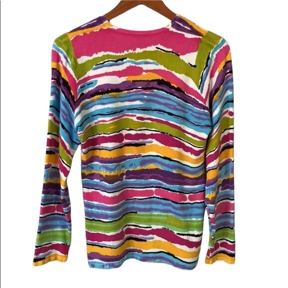 Cyrus Colorful Knit Pull Over Top V-Neck Long Sleeves Stretchy Soft - Picture 7 of 16